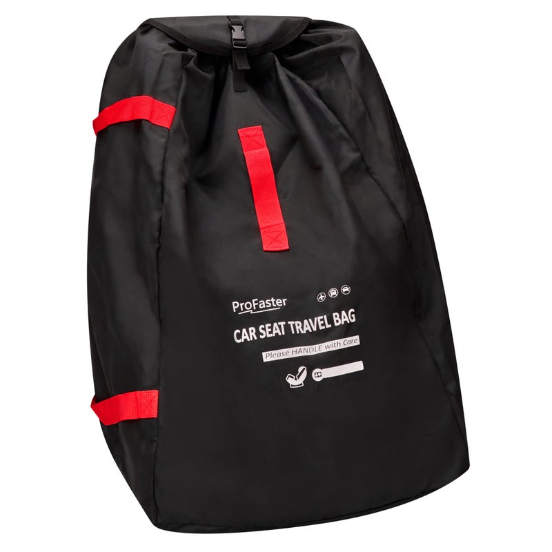 ProFaster Car Seat Travel Bag Backpack for Air Travel - Karfast Universal Infant Carseat Gate Check Bag Cover for Airplane, Foldable with Pouch, Black - Image 1